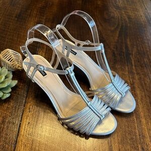 Alex Marie | Silver Metallic Strappy Heeled Sandals